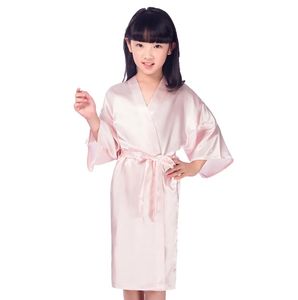 Abbigliamento Bambini Rosa Finta Seta Abito Bambini Kimono Yukata Abito Damigella D'onore Ragazza di Fiore Abiti Abito Bambino Camicia Da Notte Neonati Abbigliamento Per La Casa JA15