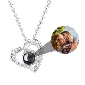 Customized Project Necklace Personalized Picture Heart shaped Pendant Necklace Commemorative Photo Jewelry Valentine's Day Gift 240104