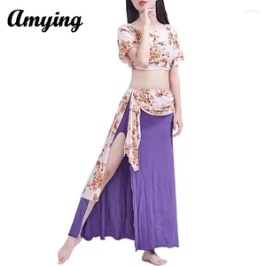 Stage Wear Women Belly Dance Costume Set Sexy Practice Clothes Two-piece Suit Oriental Dancing Dress Top Skirt