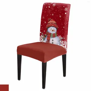 Чехлы на стулья Рождество Зима Снежинка Снеговик Красный эластичный чехол 4 шт. Эластичный чехол для защиты сидений Чехлы Декор для столовой