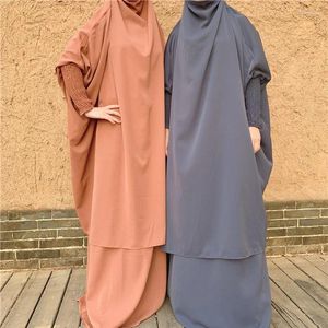Ethnic Clothing Women Muslim Dress 2 Piece Set Prayer Garment Nida Hooded Abaya Khimar Hijab Long Skirt Islam Clothes Dubai Turkey Saudia