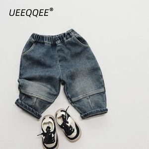 Warm Fleece 2023 Autumn Winter Children Denim Pants Casual Boys Jeans Trousers Korean Toddler Wear Kids Clothing For 18Y 240103