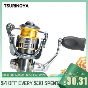 Rods Tsurinoya Light Game Ultralight Spinning Fishing Reel FS 500 800 1000 4kg Drag Power 9+1 5.2: 1 Bait Finesse Shallow Spool Reel