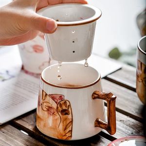 Muggar Creative Travel Coffee Cups Ceramic Modern Design Art Cut Japanese Cup Kawaii Milk Mug Breakfast Tazas Söt