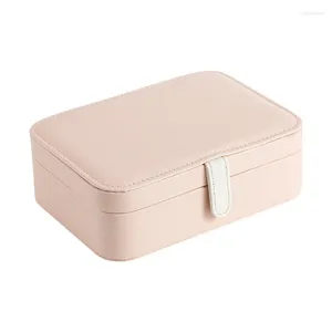 Jewelry Pouches Small Organizer Box Travel Case PU Leather Portable Jewellery Storage Boxes Holder With Earrings Plate