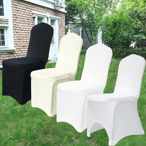 50 st White Black Universal Chair täcker Stretch Spandex för bröllopsfest Bankett El Decor 240104