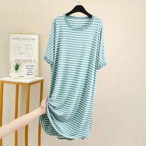 Women's Sleepwear Fdfklak Short Sleep Nuisette Loose Women Cotton Femme Fashion Nightshirt Sleeve Dress Summer Female Striped Nightgowns