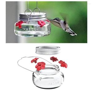 Inne zaopatrzenie ptaków podajnik na zewnątrz wiszące podajniki wody Masonjar kwiat hummingbirds podlewający butelki do dzikiego ogrodu