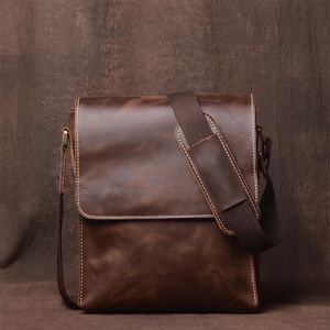 Handgjorda läderväska för män dagligen casual satchel axel vintage design sling högkvalitativ telefon leathfocus 240103