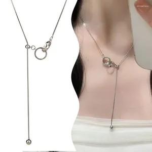 Цепочки с двойным кольцом, регулируемый кулон, ожерелье, женская тонкая цепочка, изящные украшения для девочек, женщин, шикарное темпераментное колье