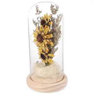 Decorative Flowers Flower In Glass Dome Sunflower Lasts A With Led Lights For Mothers Day Valentines Birthday Party