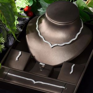 Hibride super 4 pçs colar africano zircão conjuntos de jóias para mulheres casamento nupcial indiano festa nigeriana jóias bijoux N-1563 240103