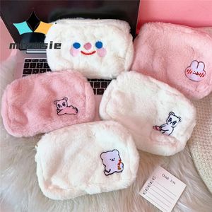 Mirosie plysch kawaii makeup väska söt kosmetisk fluffig arrangörer reser toalettarty söt plysch kanin makeup pouch 240103