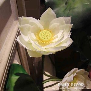 Decorative Flowers 6pcs 95cm Large Artificial Lotus Flower Giant Decoration With Long Stem Fake Silk As Fresh Temples Decor