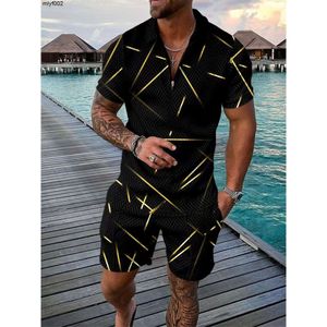 Retro Designer Mens Tracksuits Polo Suit Set Print SHORT SLEEVE Piece Outfits Plus Size 3XL Resort Wear Loungewear Track Suit Designer