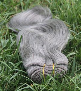 Fascio di capelli brasiliani dell'onda del corpo 100g Tessuto grigio dei capelli umani 7a Estensioni dei capelli grigio argento9268050