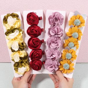 Accessori per capelli 5 pz/set carino petali di fiori clip per bambini ragazze dolce perla pizzo forcine barrette copricapo regalo di moda