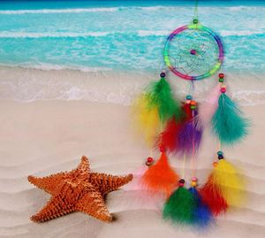 شباك صافي الحلم المصنوع يدويًا مع ريش الرياح الجدار المعلقة معلقة ديكورات Dreamcatcher Craft Gift9356010