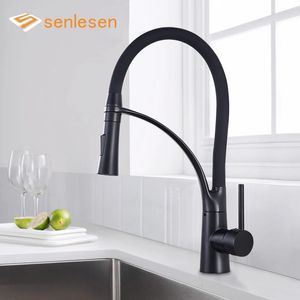 Blacknickelchromegold Rubber Kitchen Faucet Sink Faucet 360 graders rotation Dra ner Stream Sprayer Cold Water Mixer Tap 240103