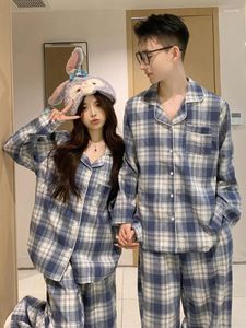 Kadın pijama sevgilileri ev ekose kıpato kış gevşek uzun kollu pijama seti kadınlar zarif rahat rahat çift basit ins