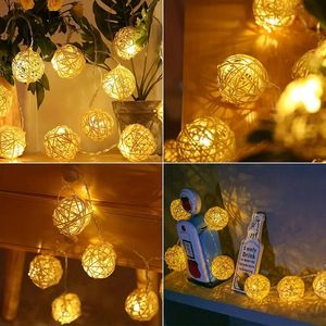 1PC 59.06インチLED FAIRY LIGHTSレタンボールストリングライト、バッテリー操作フェアリーライト、振り子テーブル、花瓶、ベッドルーム、フェスティバルの装飾（59.06インチウォームホワイト/マルチカラー）