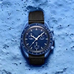 Hot OMG Bioceramic Moonswatch Six Needles Full Function Quarz Chronograph Mens Watch Mission to Mercury Nylon Watch James Montre de Luxe Limited Edition Mast