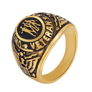 US Military Veteran Ring War Veteran Jewelry Military 14K Yellow Gold Rings For Army, Navy, Marines, Air Force, Coast Guard Officers Milit 13