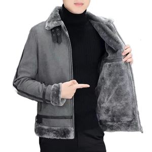 Куртка-бомбер на флисовой подкладке из искусственного меха, мужская зимняя бархатная куртка, утолщенная ветровка, куртка дальнобойщика 240103