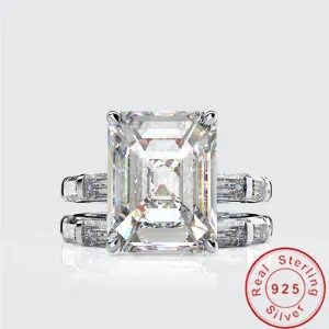 Choucong Marca Emerald Cut 4ct Moissanite Conjuntos de anéis de diamante 100% original 925 prata esterlina noivado aliança de casamento conjunto de anéis de noiva para mulheres joias