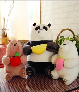 New we bare bear plush toy cut cartoon three bare bears with fruits Filled animal Polar bear figurine for children3251505