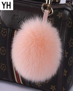 Fashion 15cm Big Size Real Fur Ball Keychain Pompons Car Key Chains Pom Poms Keyring For Charm Bag Pendant2731677