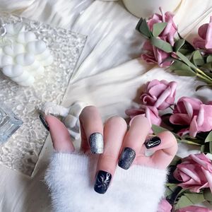 unghie finte artistiche unghie finte unghie corte proteggi le tue unghie indossabile facile da indossare nero opale misterioso vari neri 240104
