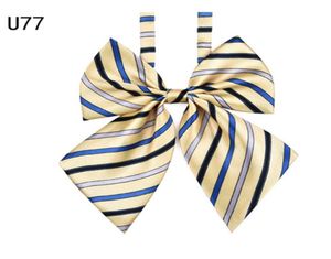 Zebery Bow Tie Women High School Girl Student Cosplay Uniform Formal Suit Accessories Cravat Butterfly Knot Striped Blue P0207656100