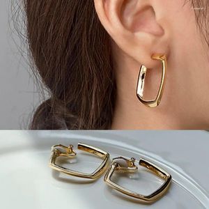 Brincos traseiros estilo francês europeu e americano simples clipe quadrado sem piercing clipes de orelha geométricos metálicos legais para mulheres