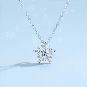 ペンダントVentfille 925 Sterling Silver Rhinestone Snowflake PendantsChecklaces Pure Chain Necklace Jewelry Wholesale
