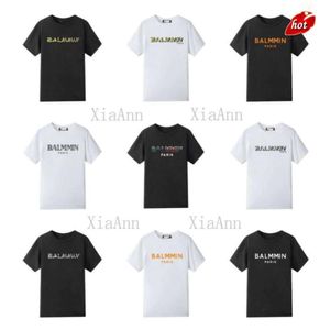 Balman Ballmain Designers Summer Fashion T Shirt Luksusowe klasyczne złoto Stamping Printed Liter Tshirts Krótkie męskie kobiety swobodne z B4538268 GL68