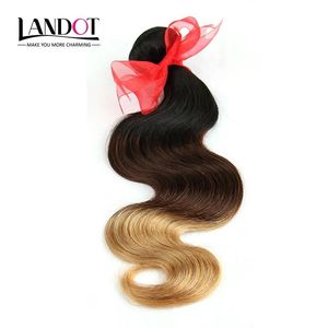 Wefts 3PCS LOT 830INCH THRE TONE OMBRE FILIPINO HAIR EXTENSIONS BODY WAVE WAVY 1B427 BLOWN BLONDE OMBRE VIRGIN HAIR WEAV