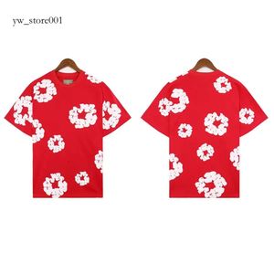 Designer Tears Shirt Clothes T Shirt Men Kapok Printed Tears American Street Co-Ed Casual Red Green Denim T-Shirts 9309