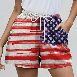 Women's Shorts Women American Flag Patterns Casual Elastic Waist Short Pants Mujer Spring Summer Independence Day Loose Comfy Cortos