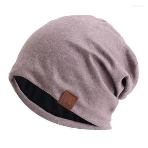 Basker modebrev beanie hatt män dubbel lager mjukt tunt hip hop casual stretch slouch vinter varm headcover håravfall kemo mössa