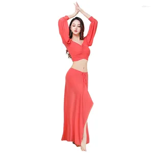 Stage Wear Bellydance Top Saia Set Sexy Mulheres Prática Roupas Dança Moda Terno Carnaval Vestiti Professionali Orientale Costume