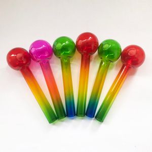 4Inch Ball Dia 30mm Färgglada Pyrex Glass Oil Burner Pipe Mini Spoon Handrör Tobcco Herb Oils Nails For Dab Rig Water Hand Pipes