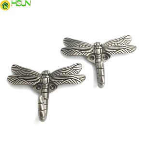 Hooks Euro style Antique Silver dragonfly Wall Hangers Storage Home Decoration Creative Wall Hooks for Hanging Coats Keys hats bags