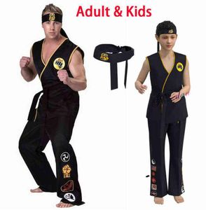 Tema traje anime jogo kof cosplay traje cobra kai val armorr karate uniforme taekwondo roupas para homem crianças gladiador papel pl9632853