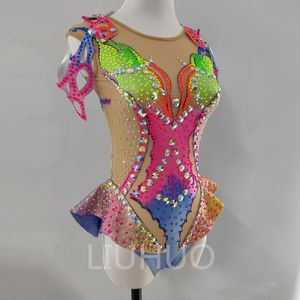 Liuhuo Anpassa rytmisk gymnastik Leotards Girls Women Multicolour Competition Artistics Gymnastics Performance Wear Crystals Stretchy