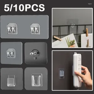 Hooks 5 10pcs Wall Adhesive Transparent Wire Shelf Rack Hook Mount Free Punch Kitchen Bathroom Non Trace Stickers Holder