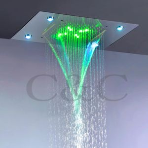 Heads Contemporary Rain And Waterfall Bath Shower Head 110V~220V Alternating Current Colorful LED Bathroom Top Shower L50X36P
