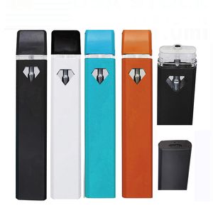 Leerer Vape-Stift, 1 ml, Einweg-E-Zigaretten-Pod-Wagen, dickes Öl, flaches Diamantfenster, Probenstifte, USB-wiederaufladbar, 280-mAh-Batterie, Keramikspulen-Verdampfer, 100 Stück, eine Box