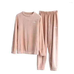 Damen-Nachtwäsche, Damen-Pyjama-Set, Korallen-Fleece, verdickt, warme Damen-Nachtwäsche zum Schlafen, 2 Stück/Set