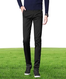 Осенние повседневные брюки, мужские деловые эластичные хлопковые брюки прямого кроя, мужские деловые брюки черного цвета, цвета хаки, большие размеры 42, 44, 46 2011281163009